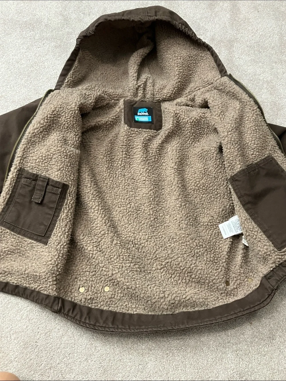 Berne Brown Hooded Sherpa-Lined Kids Jacket
